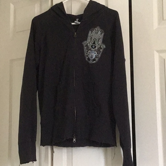 Studded hands of hamsa evil eye zip up - Picture 2 of 11